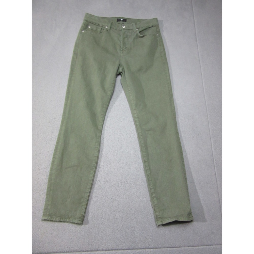 7 For All Mankind Jeans Womens 27 Olive Green Josefina Skinny BF Button Fly